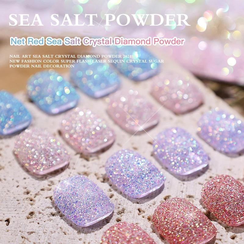 1pcs Aurora Crystal  Nail Powder Glitter Decoration DIY Shimmer Dust Sea Salt Diamond Powder Sparkly Nail Art Sequin